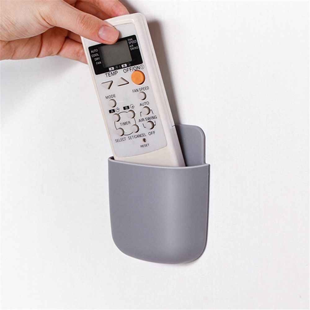 Kệ Dán Tường Để Remote, Đồ Dùng/ Giá Đỡ Sạc Điện Thoại - Có Móc Treo Giữ Dây Điện