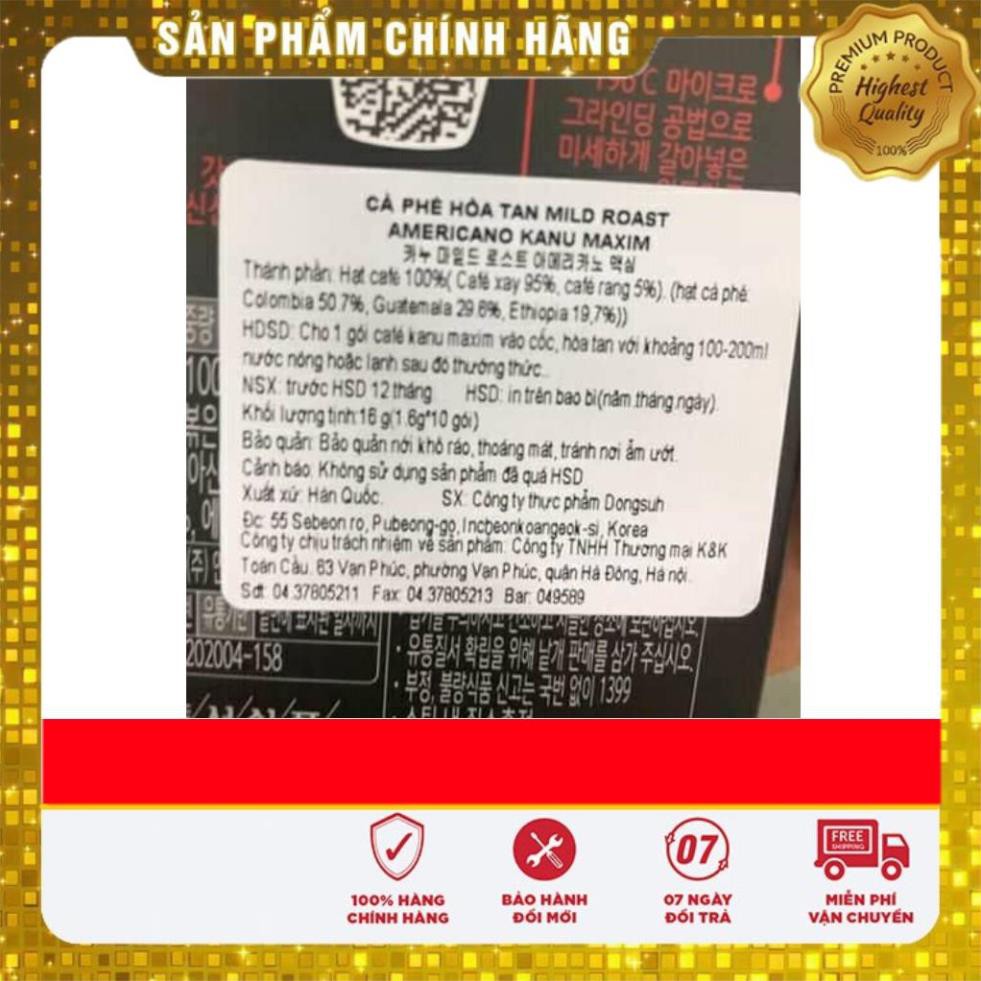 💥 ⚡ SẢN PHẨM CHÍNH HÃNG   CÀ PHÊ HÒA TAN MILD ROAST AMERICANO KANU MAXIM HÀN QUỐC HỘP 16G | BigBuy360 - bigbuy360.vn