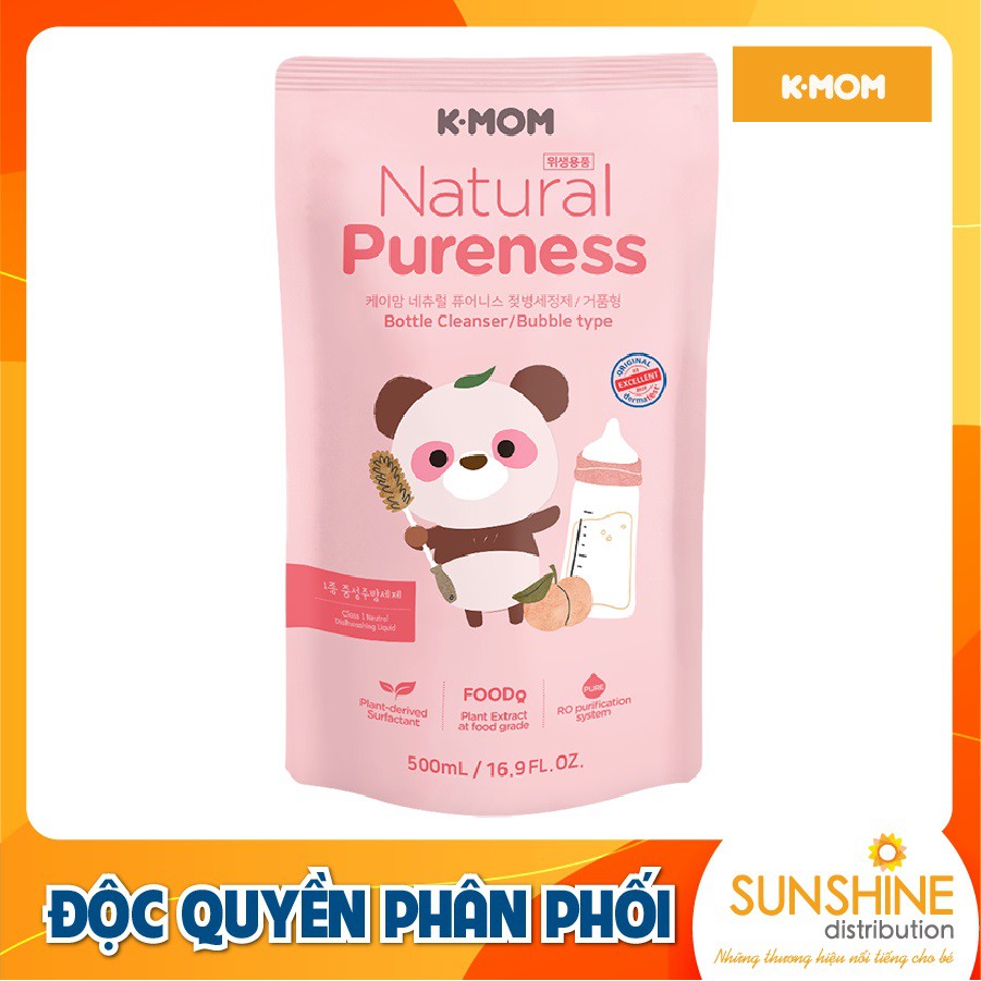 Nước rửa bình & rau quả hữu cơ K-Mom Hàn Quốc thành phần tự nhiên dạng túi 500ml