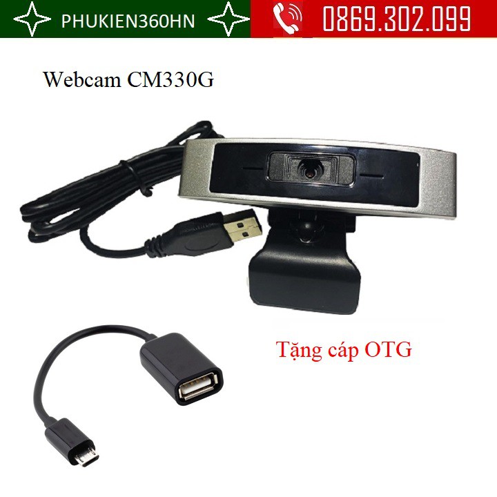 Webcam cho máy tính CM330G + Tặng cáp OTG cho điện thoại