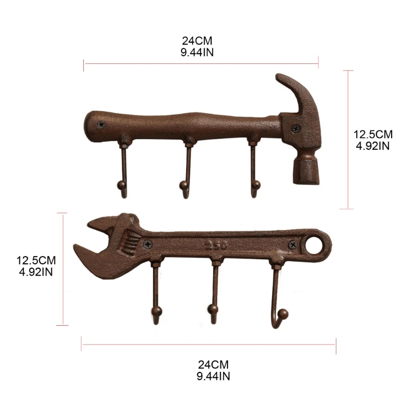 Móc Treo Đồ Gắn Tường Bằng Sắt Hình Cờ Lê Phong Cách Vintage