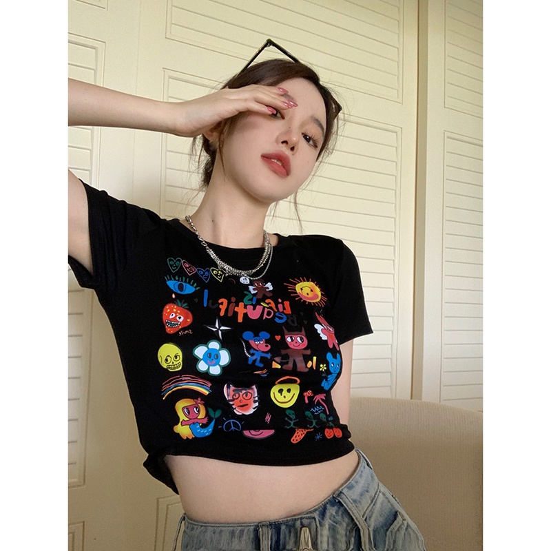 Áo Thun Nữ Ngắn Tay Cổ Tròn Thời Trang Hàn