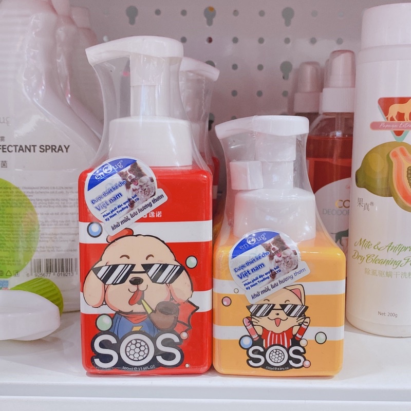 Sữa tắm khô dạng bọt SOS dành cho chó con, mèo con, Sữa tắm cho chó mèo có da nhạy cảm, Sữa tắm cho thú cưng