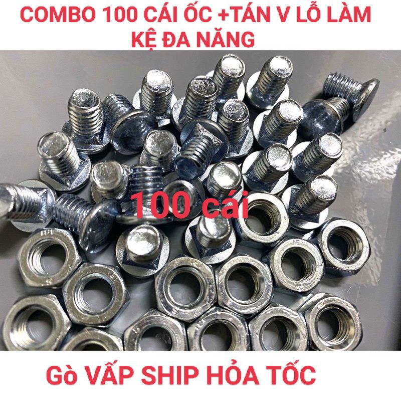 Ốc bắt kệ 100 con | Kệ sắt V lỗ, Lắp kệ sắt V lỗ, Sắt V lỗ, Bắt sắt V lỗ dùng với pass...