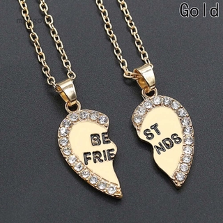 Mimgo01 Dây Chuyền Tình Bạn Mặt Nửa Trái Tim Ghép Đôi Khắc Chữ Best Friend Đính Đá