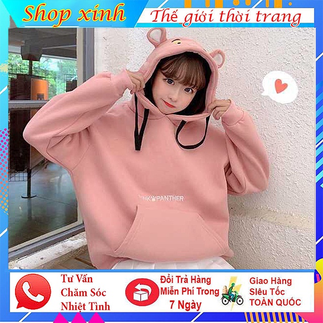 Áo hoodie nữ nỉ thời trang mùa đông freesize thêu mèo tai thỏ dưới 55kg cực Kute cho cô nàng năng động,cá tính. | BigBuy360 - bigbuy360.vn