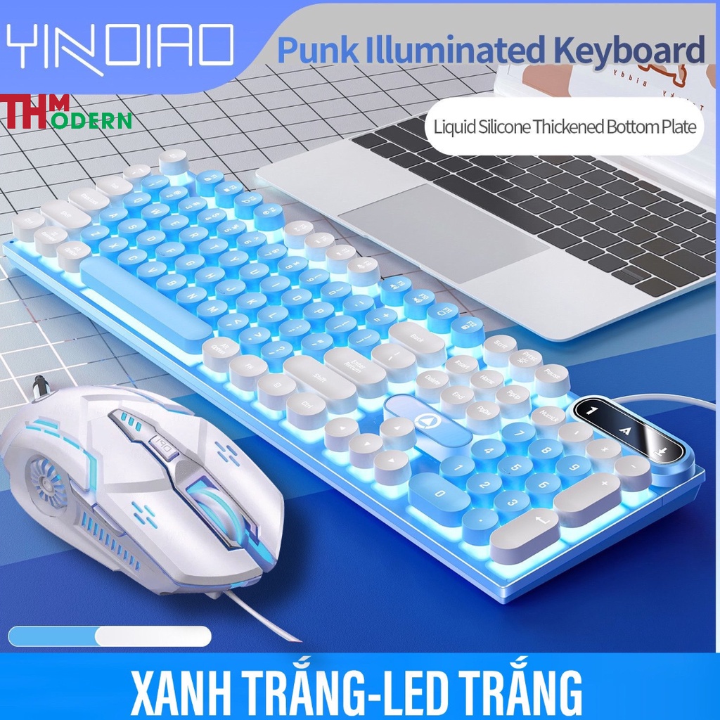 BÀN PHÍM K600 KÈM CHUỘT G5 YINOIAO GAMING CÓ DÂY LED XUYÊN CHỮ CHO LAPTOP PC-THMODERN