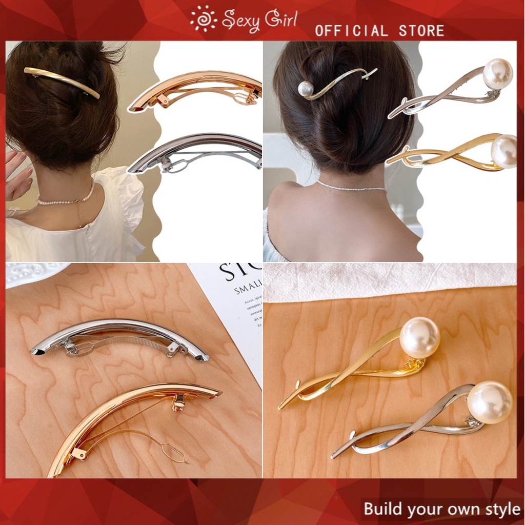 Kẹp Tóc Mỏ Vịt Bằng Kim Loại Họa Tiết Hình Học Phong Cách Hàn Quốc Cổ Điển Gợi Cảm Dành Cho Bạn Gái