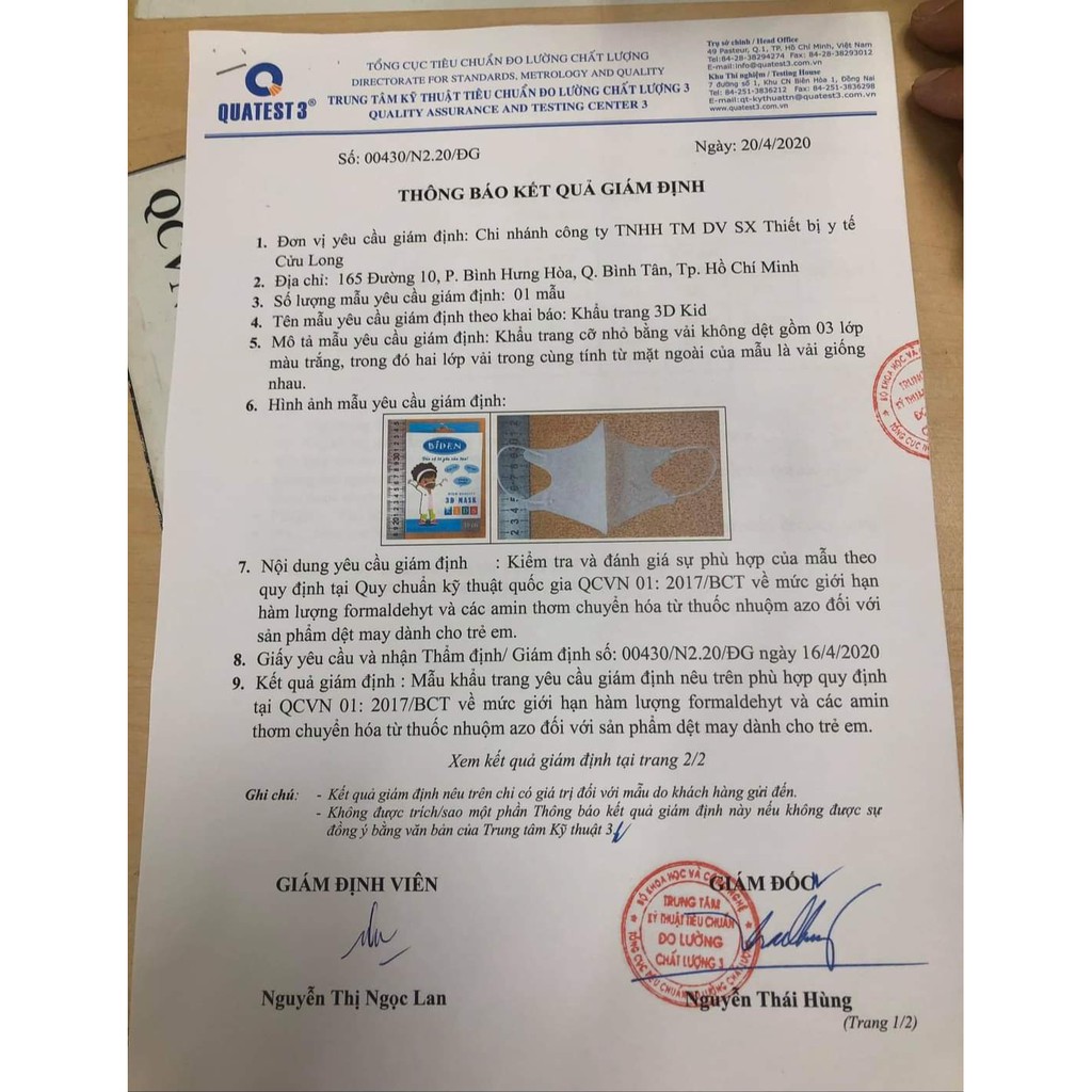 Khẩu trang trẻ em thuộc công ty Cửu Long hộp gồm 10 cái chất liệu 3 lớp | BigBuy360 - bigbuy360.vn