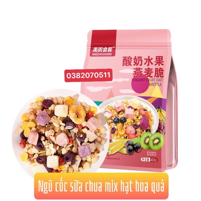 [Mua 3 tặng bát thìa-loại ngon] Ngũ Cốc Sữa Chua Mix Rau Củ Quả, Mix Hạt Giảm Cân Ăn Kiêng Gói 400g
