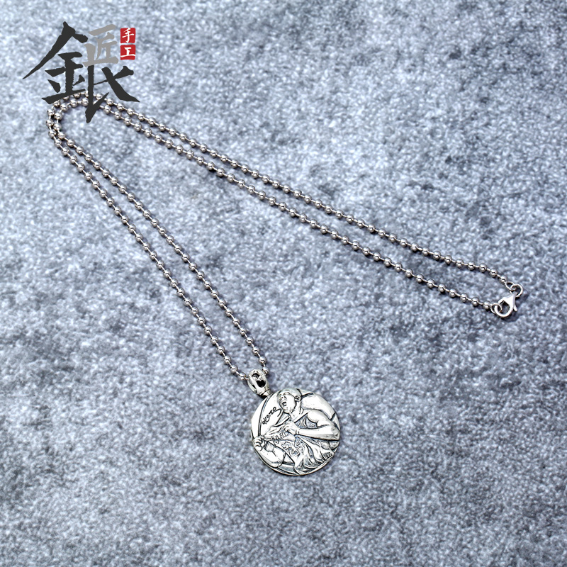 Bạc thợ thủ công S925 Sterling bạc 24 Đen Mamba Kobe kỷ niệm Vòng cổ nam Vintage pendant Valentine Quà Tặng