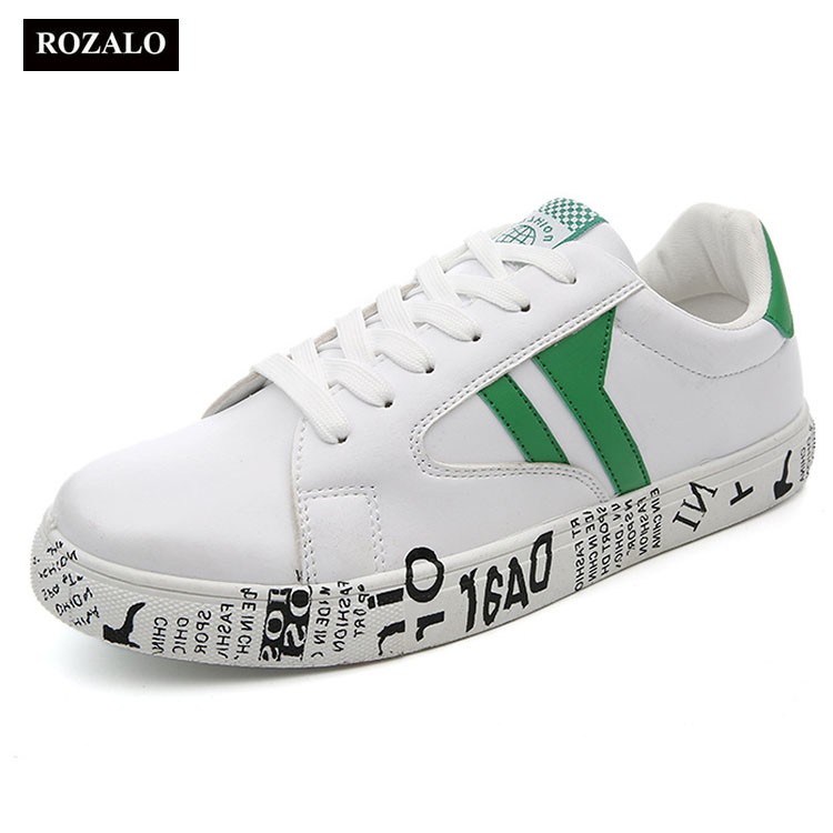 Giày sneaker nam thời trang thể thao da trắng Rozalo RM5088
