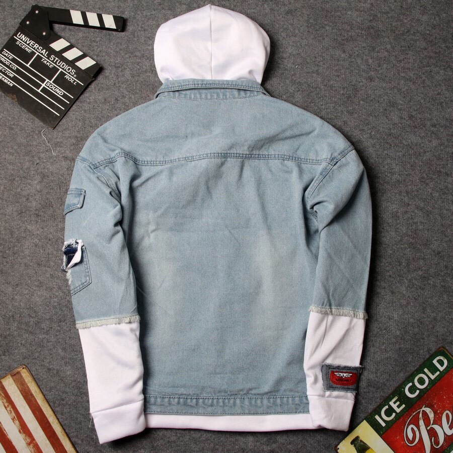 Áo khoác jean nam nữ form rộng áo khoác bò street style chống nắng basic liền mủ nỉ chất liệu jean cao cấp