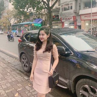 Váy ren nổi pha tafta