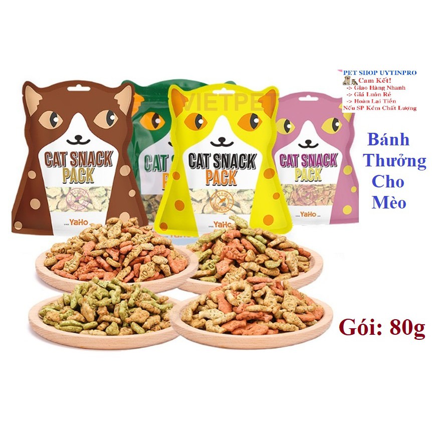 BÁNH THƯỞNG CHO MÈO Cat Snack Pack Yaho Viên hình cá Gói 80g - Pet shop Uytinpro