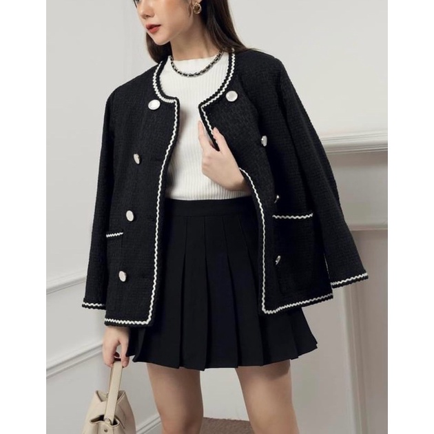 Áo dạ tweed viền đen - ALISA