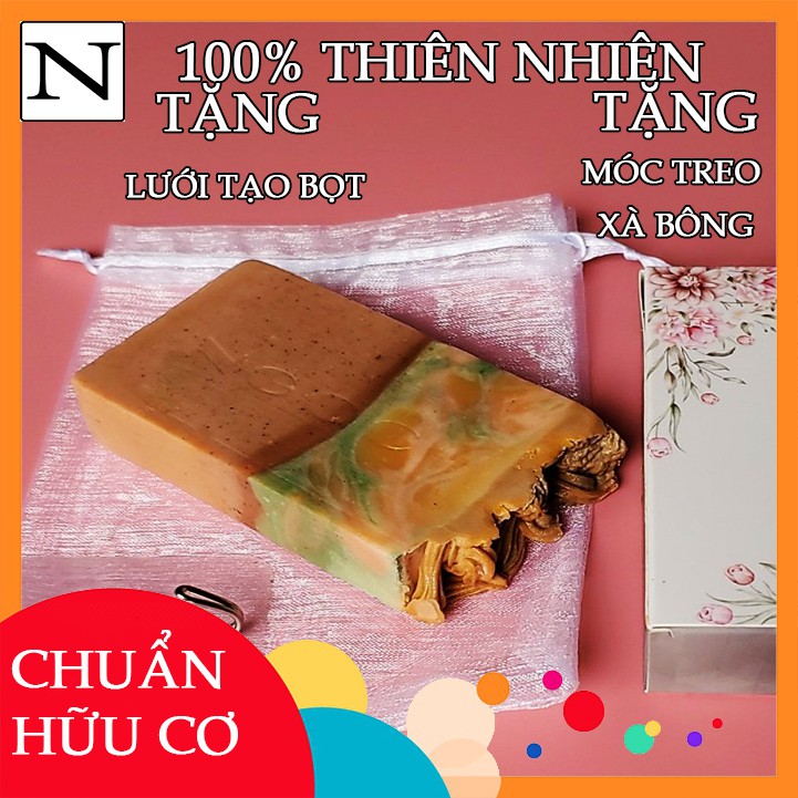 Xà phòng mụn lưng Handmade - Tặng túi lưới tạo bọt - Tặng móc treo xà bông.