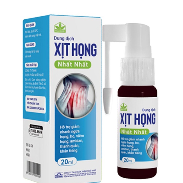 Xịt họng Nhất Nhất Plus - giúp giảm ho, giảm đau rát, ngứa họng - chai 20 ml