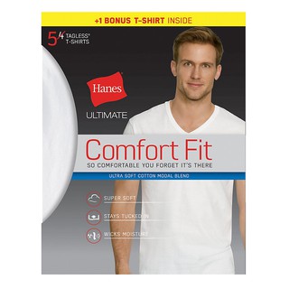 Bộ 5 áo thun trắng cổ V của nam Hanes Ultimate Comfort Fit 5 Tagless V-Necks (Mỹ)