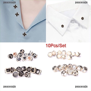 (PVN---NEW)10Pcs/Set Mini Pearl Flower Crystal Brooch Buttons Suit Shirt Lapel Collar Pins