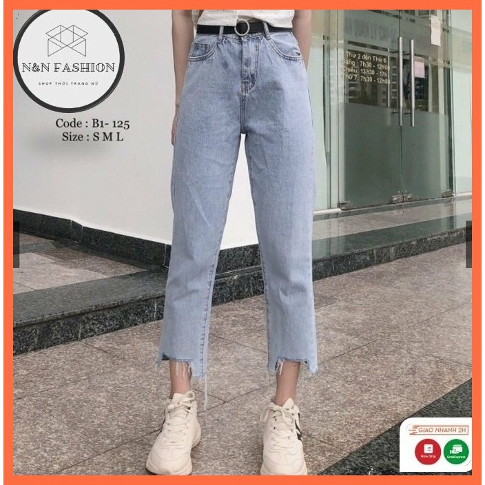 Quần Jean phong cách baggy thời trang nữ Kichistore , Quần Baggy Jean cao cấp nữ M125