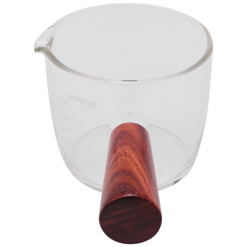 Cốc Đong Cà Phê Espresso 75ML Bằng Kính Với Tay Cầm Bằng Gỗ Tiện Dụng
