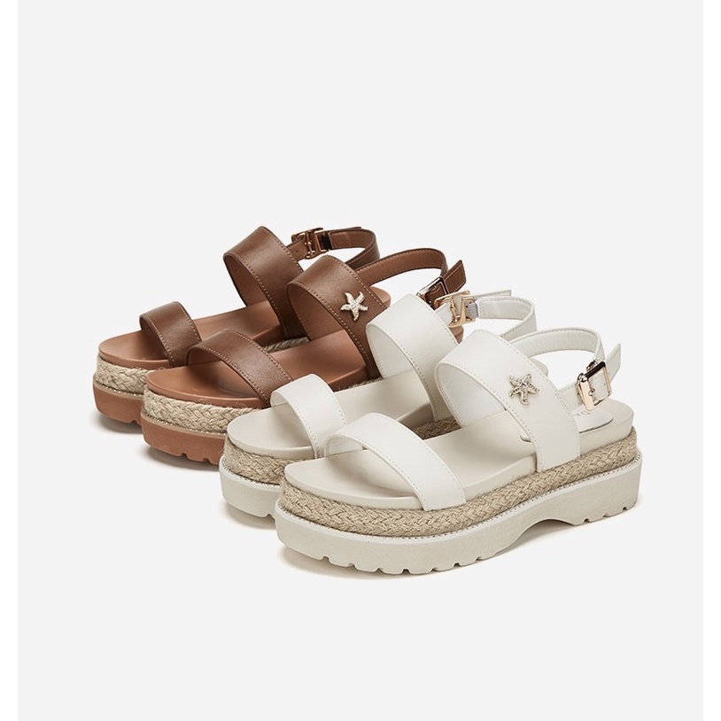 Sandal Daphne quai ngang, đế bằng viền cói cao 5.5cm (size 36 - 230)