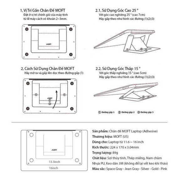 Đế Nâng Macbook Siêu Mỏng Moft Stand x DesignNest Siêu Nhẹ, Siêu Mỏng, 2 Góc Độ Điều Chỉnh Dùng Cho Laptop 11 - 16 inch