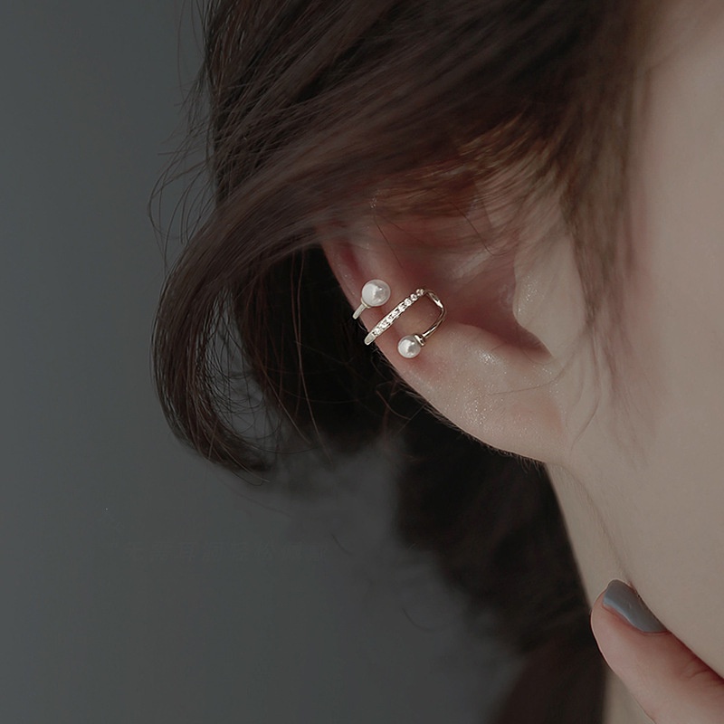 Bông Tai Dạng Kẹp Đính Kim Cương Giả Kiểu Hàn Quốc Cho Nữ