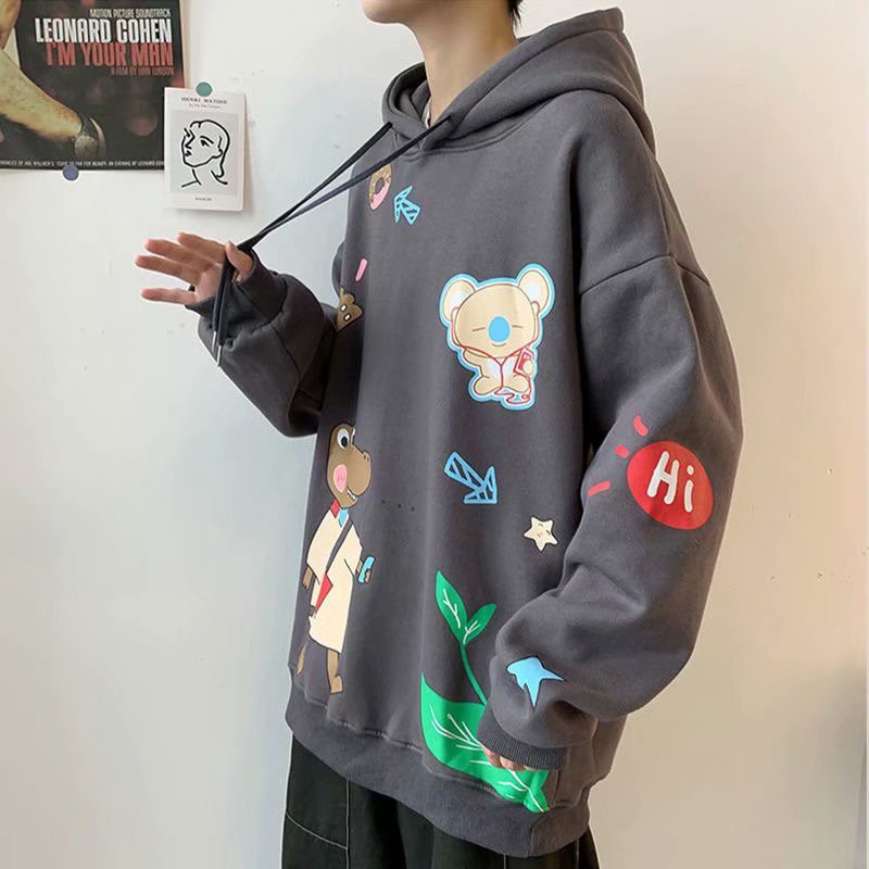 Áo Hoodie Dáng Rộng Họa Tiết Hoạt Hình Phong Cách Hàn Quốc Thời Trang Cho Nam / Nữ | BigBuy360 - bigbuy360.vn