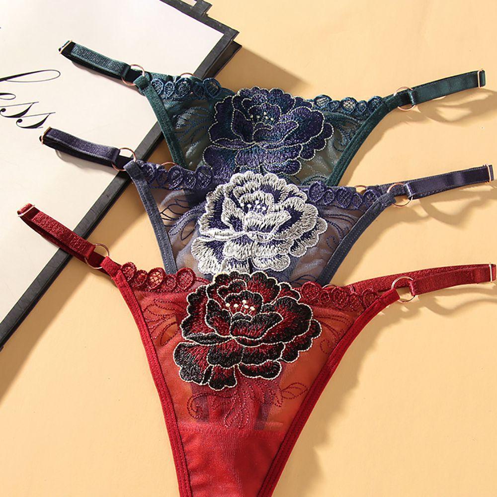 Epoch Quần Lót Lưng Thấp Màu Trơn Họa Tiết Hoa Gợi Cảm Cho Nữ