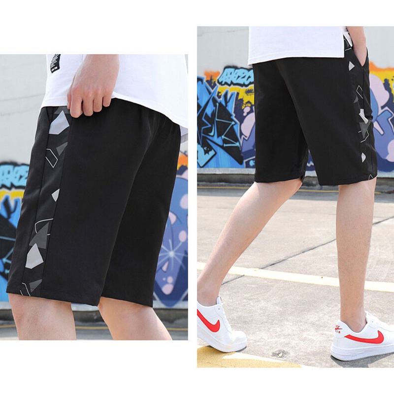 Quần Short Thể Thao Ống Rộng Màu Đen Thời Trang Mùa Hè Cho Nam