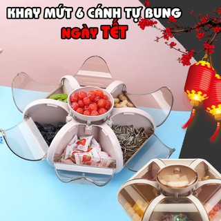 Khay đựng mứt tết bánh kẹo đồ ăn 6 cánh hoa sen tự bung thông minh, sang chảnh - Hộp đựng mứt tết 2021 Chưa Có Đánh Giá