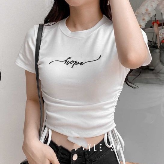 Áo Croptop Rút Bên Thêu Loại 1 Siêu Cao Cấp F3-3