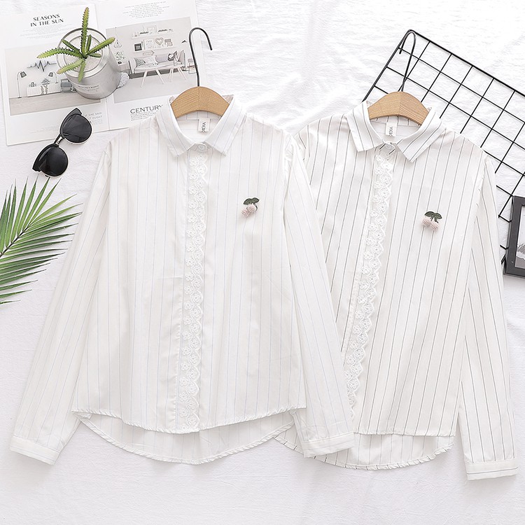 Áo Sơ Mi Trắng Đơn Giản Kiểu Hàn Cherry 930