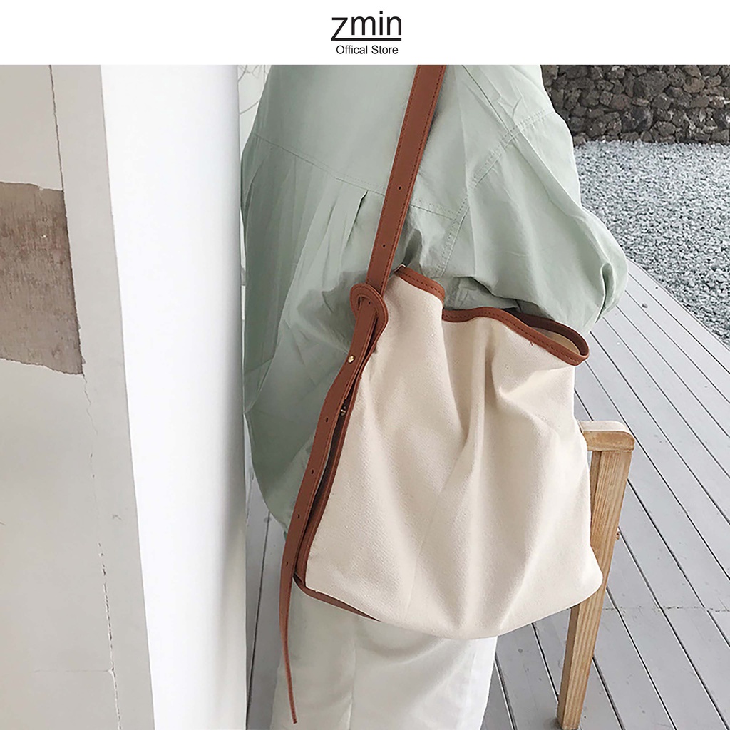 Túi tote đeo vai thời trang Zmin, chất liệu vải canvas - T001