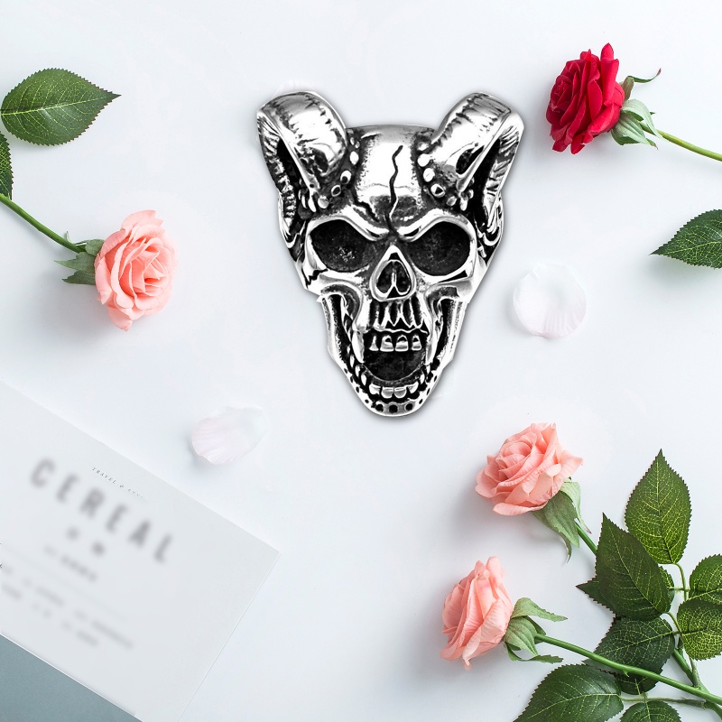 Nhẫn Hình Đầu Lâu Phong Cách Gothic Punk Cổ Điển Có Thể Điều Chỉnh Cho Nam Và Nữ