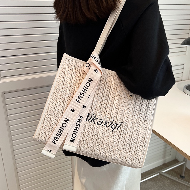 Túi Xách Đeo Vai Đan Cói Cỡ Lớn Thời Trang Nữ Sành Điệu