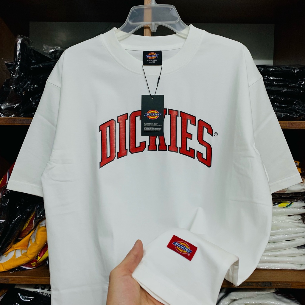 Áo Thun DICKIES chữ đỏ form rộng tay lỡ basic, Áo Phông Unisex Nam Nữ