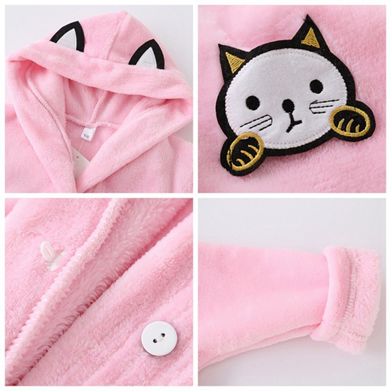 Áo choàng ngủ vải cotton họa tiết hoạt hình cho bé