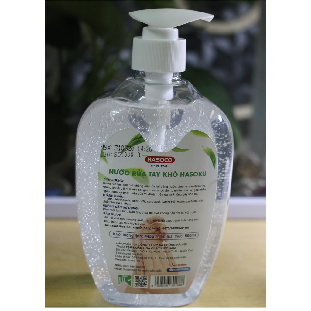 [Flash Sale] Hand Sanitizer Gel nước rửa tay khô diệt khuẩn Hasoco Hasoku Kazoku 500ml VÒI XỊT-Nhà máy xà phòng Hà Nội