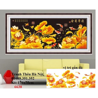 Tranh đính đá Đầm sen kim sắc DF2580-176x75cm
