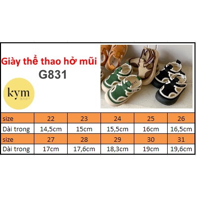 Giày thể thao hở mũi quai dán cho bé G831