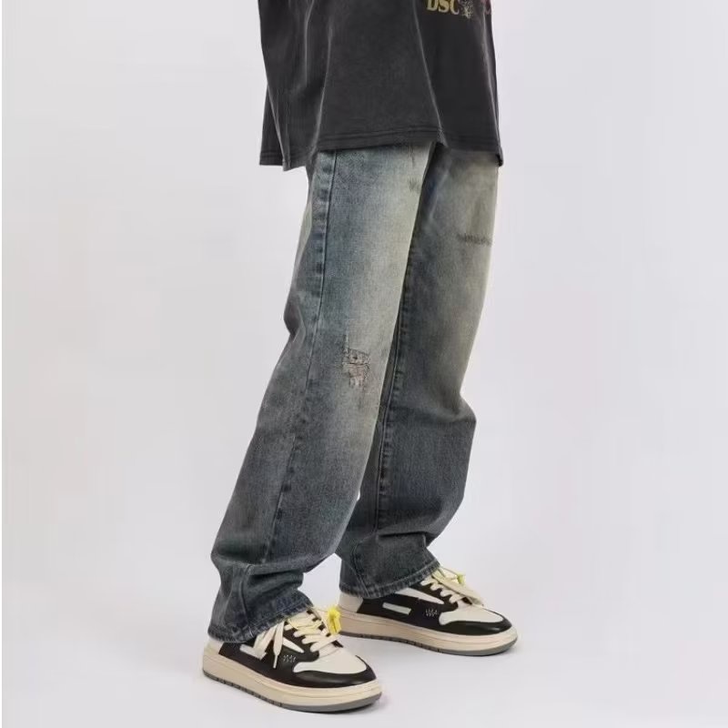 Quần baggy rách  thời trang quần jean ống đứng unisex from rộng quần hiphop oversize hiphop quần jean bé trai simple quần jean nam đẹp