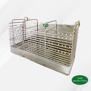 Ống đựng đũa inox - Ống đựng đũa vuông 3 ngăn inox 201