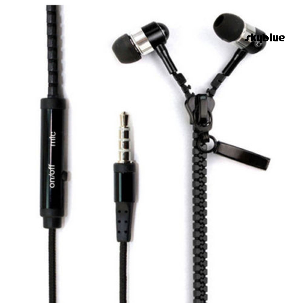 [SK]3.5mm Zipper In-Ear Wired Earphone Heavy Bass Headphone with Mic for Phone MP3