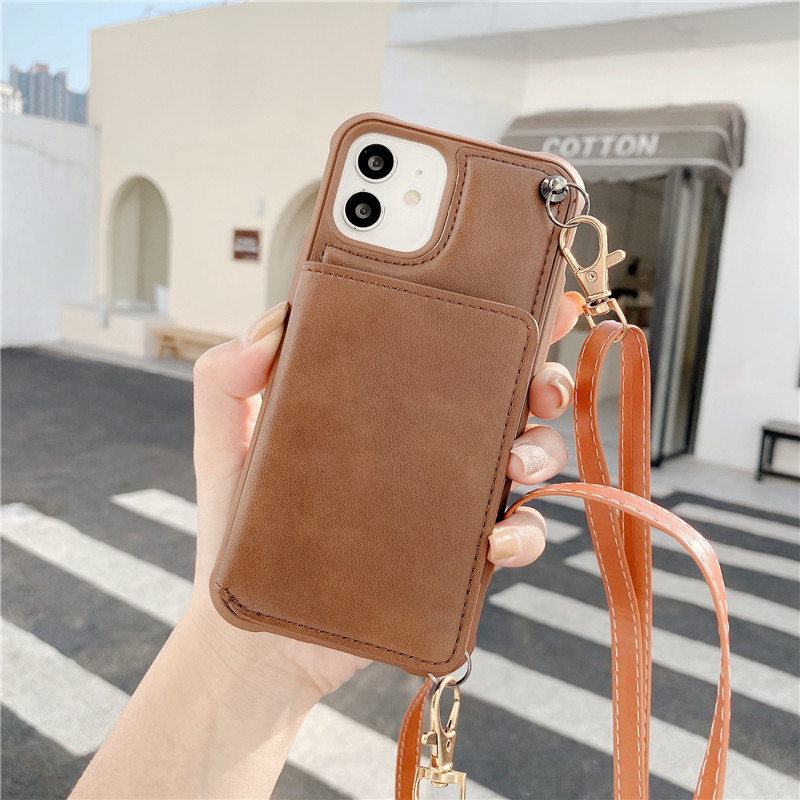 Ốp Điện Thoại Da Chống Sốc Tích Hợp Ví Đựng Thẻ Có Dây Đeo Chéo Cho Iphone 12 Pro Max 12 Mini 11 Se 2020 10x7 8 Plus Xr Xs | BigBuy360 - bigbuy360.vn