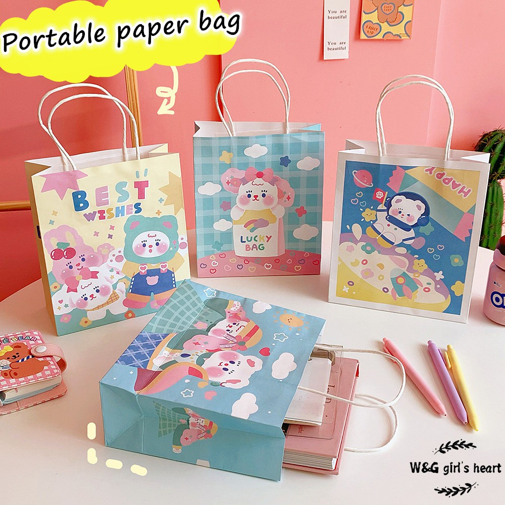 W&G Printed cartoon paper bag tote bag
