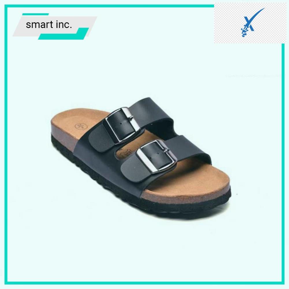 🤼 Dép Đế Trấu 2 Quai Khoá Ngang Nam Nữ Unisex Dép Da PU Đế Bần Cao Su Bền Đẹp Đi Mưa Đi Chơi Không Hôi Size Lớn 21D 🤼