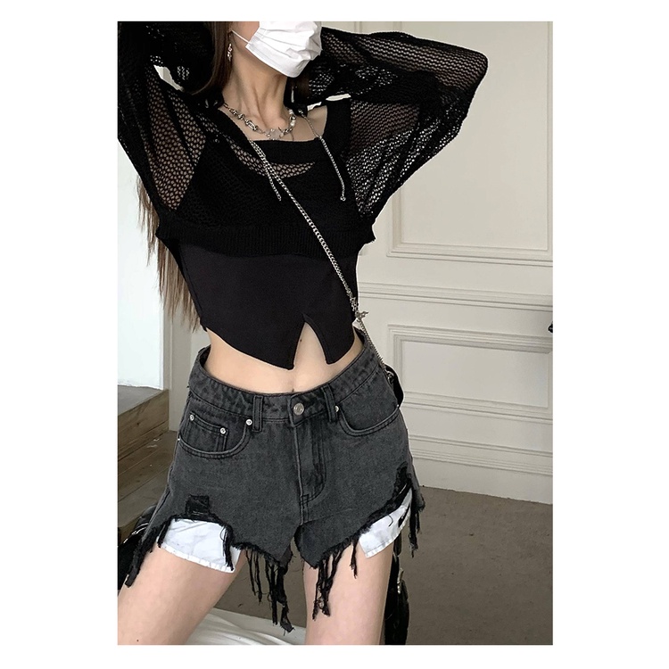 Áo croptop QKOOLE dệt kim phong cách Hàn Quốc thời trang mùa hè cho nữ